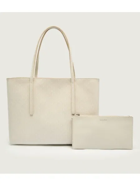 Calvin Klein Geantă shopper + borsetă bej