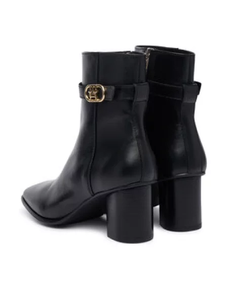 Tommy Hilfiger Bokacsizma Th Strap Leather Block Heel Boot fekete