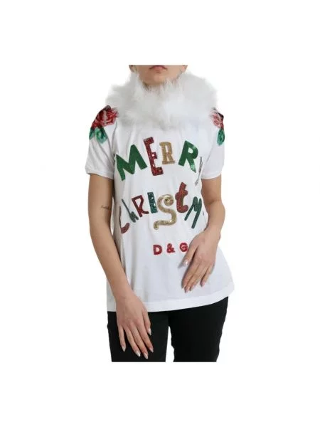 Koszulka Dolce And Gabbana z cekinami biała