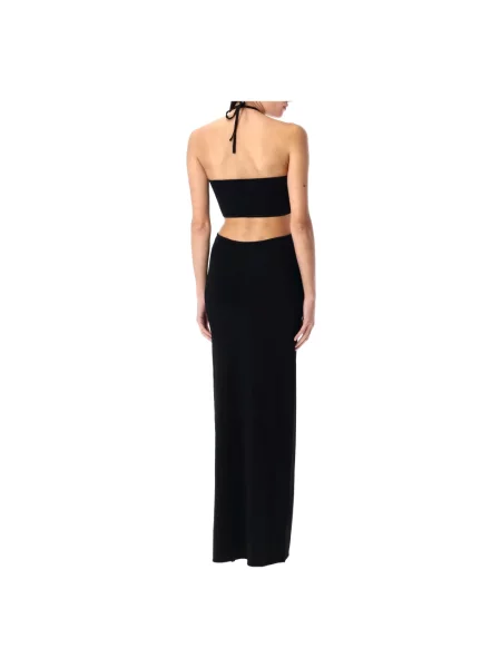Coperni sukienka Knitted Halter maxi dopasowana czarny
