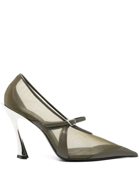 Pantofi cu toc Mugler plasă verde