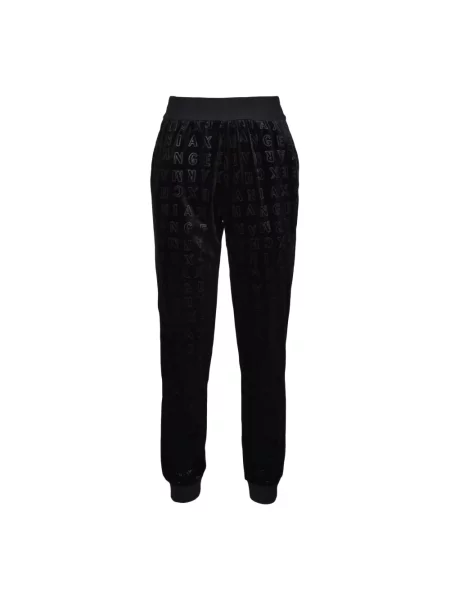 Welurowe spodnie dresowe Armani Exchange czarne