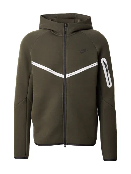 Nike Sportswear Gornji dio trenirke TECH FLC maslinasta / crna bijela