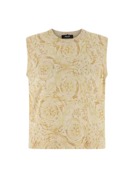 Jedwabny sweter Versace żółty