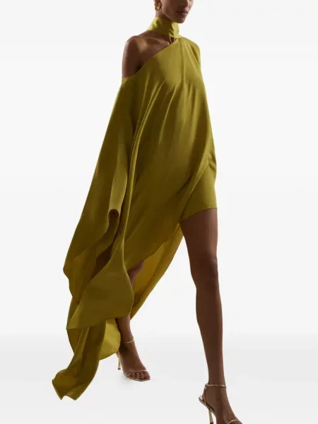 Rochie Taller Marmo cu un umăr gol de costum verde