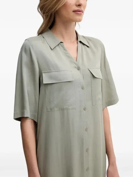 Maksi sukienka koszulowa Mos Mosh garniturowa zielona