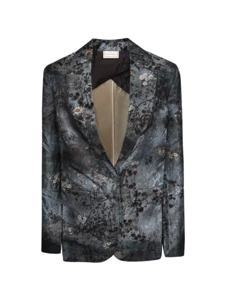 Sacou Pierre-louis Mascia cu model floral din jacard albastru