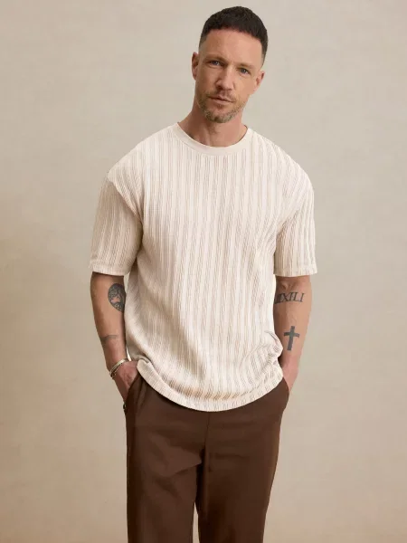 DAN FOX APPAREL Tricou Jonte murdar alb