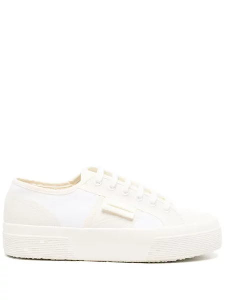 Sneakerși Superga 2730 cu șireturi din dantelă alb