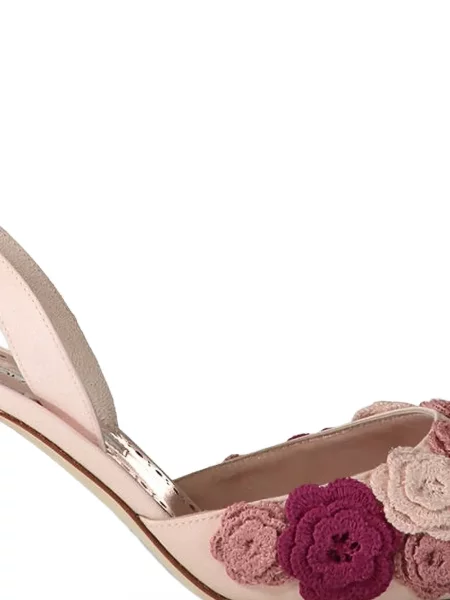 Virágos aplikált körömcipő Manolo Blahnik rózsaszín