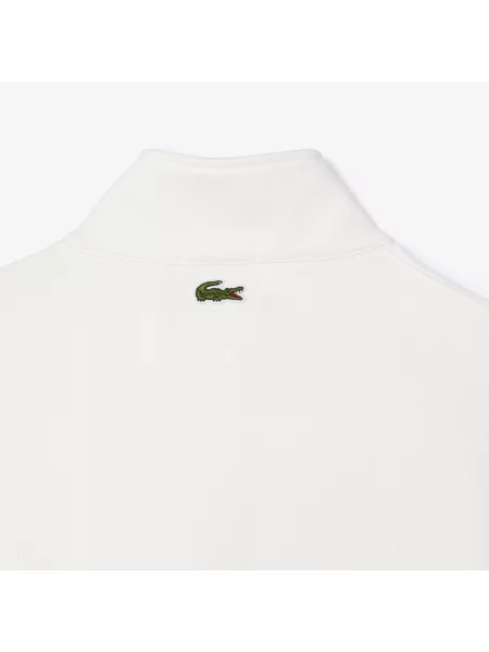 Lacoste Bluza Z Wysokim Kołnierzem biała