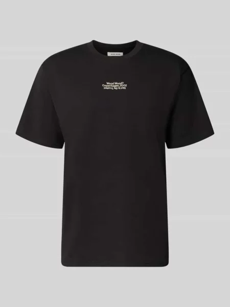 T-shirt o kroju regular fit z czystej bawełny model Oliver' Wood Wood czarna