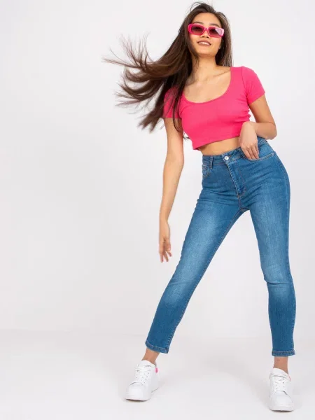 Pantaloni Fashionhunters albastru
