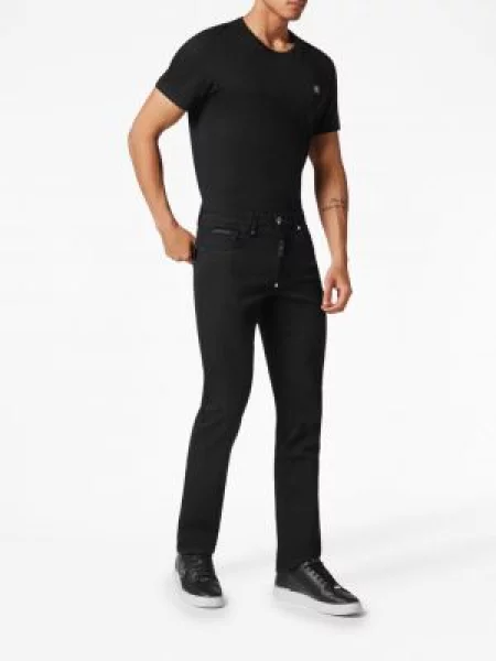Straight fit džíny Philipp Plein s autogramem černé