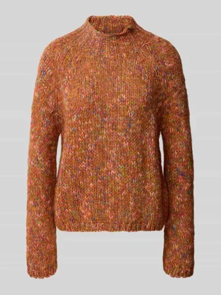 Rich & Royal Sweter Z Błyszczącą Przędzą braun pomarańczowy