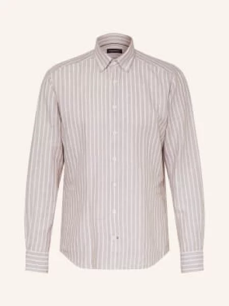 Strokesman's Koszula Regular Fit Z Lnem grau biała