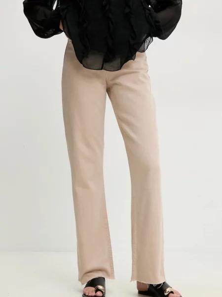 Дънки Answear Lab с висока талия бежово