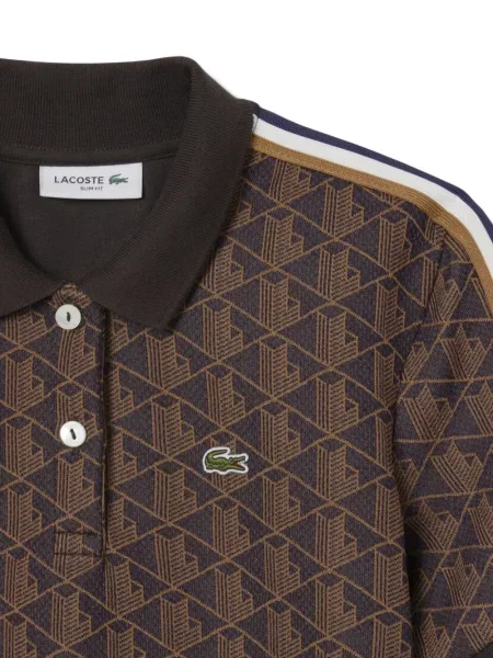 Polo Lacoste cu imprimeu geometric maro