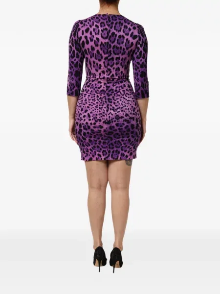 Rochie mini Dolce & Gabbana cu imagine cu model leopard violet