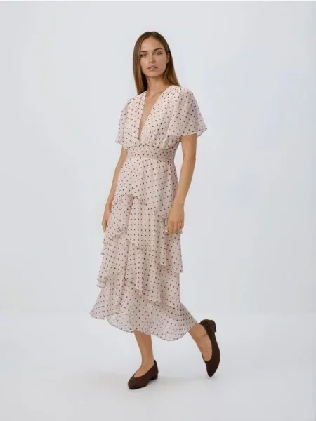 Reserved Сукня в горошок кремовий 