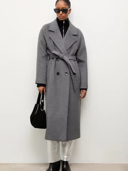 Вовняне пальто Answear Lab демісезонна двобортний коричневий