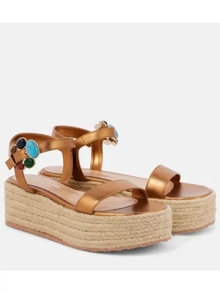 Espadrile Gianvito Rossi din piele cu platformă maro
