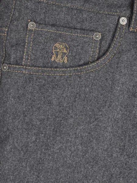 Pantaloni Brunello Cucinelli cu broderie gri
