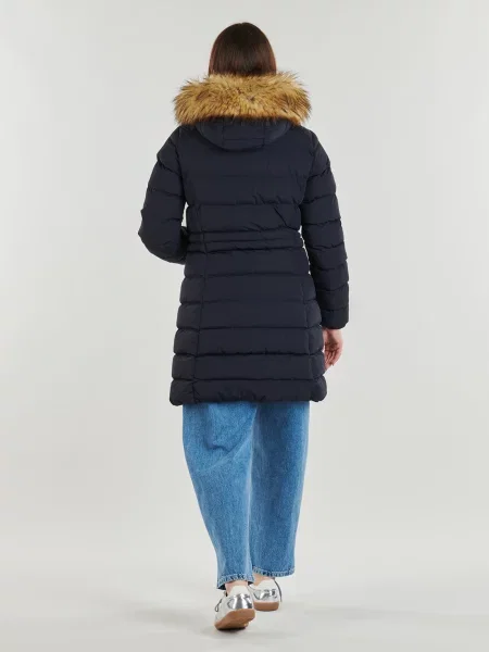Umelá kožušina kožuch Superdry s kapucňou modrá