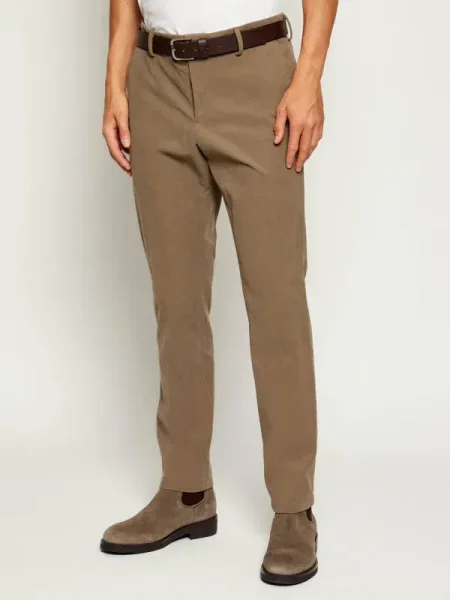BOSS BLACK Pantaloni chino | Relaxed fit | catifea reiată verde