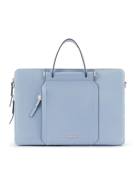 Torebka skórzana Piquadro skórzana niebieska