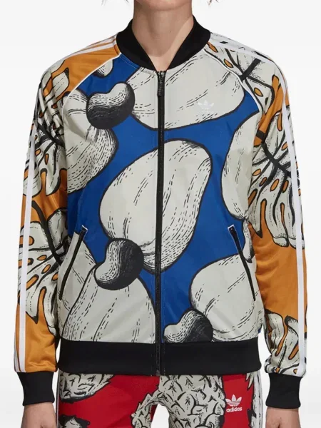 Legginsy Adidas do biegania z nadrukiem z dekoltem w serek czerwone