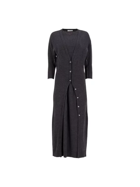 Sukienka maxi Rabanne wełniana szara