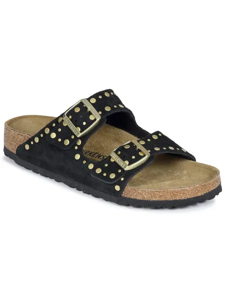 Birkenstock papucs velúrból Arizona Rivet fekete