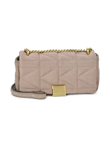 Pisemska torbica Karl Lagerfeld iz usnja nubuk bež