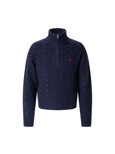 Sweter z golfem Polo Ralph Lauren wełniany niebieski