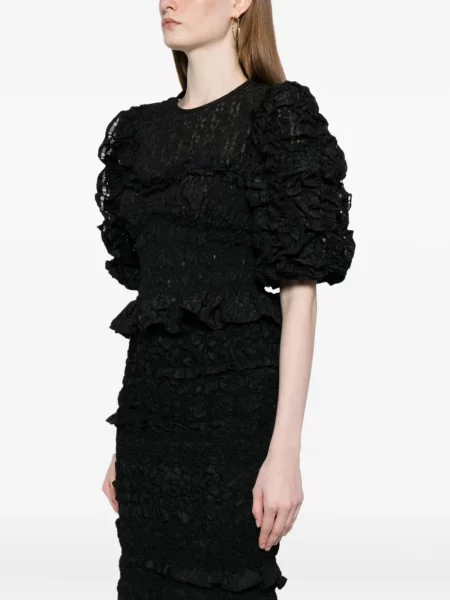 Top Cecilie Bahnsen cu volane din organza negru