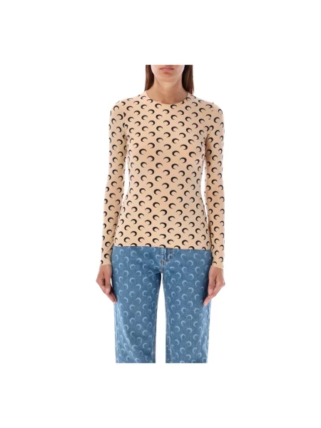 Top Marine Serre z dżerseju z dekoltem w kształcie litery U z nadrukiem beżowy