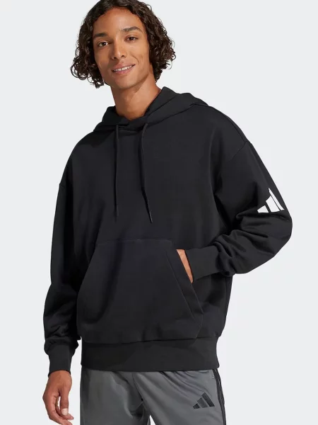 Суичър с качулка Adidas с качулка черно