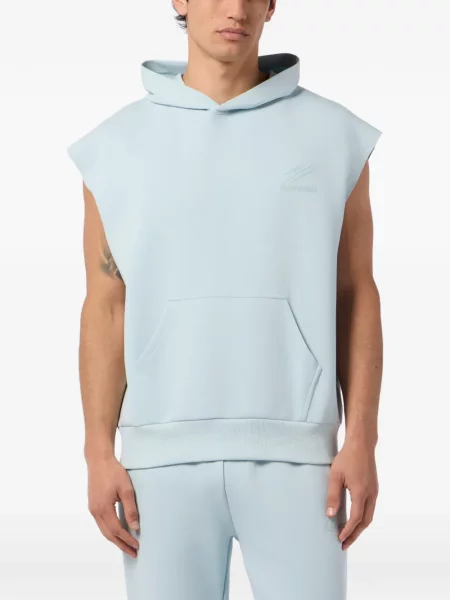 Majica s kapuljačom Plein Sport bez rukava plava