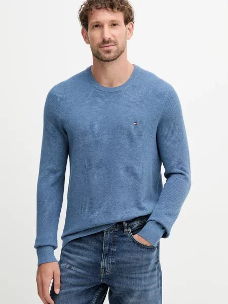 Пуловер Tommy Hilfiger черно от лека материя синьо