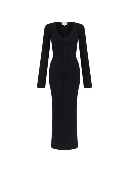 Rochie maxi Violante Nessi până la genunchi cu gât halter de costum negru