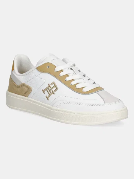 Кожени маратонки Tommy Hilfiger TH HERITAGE COURT SNEAKER SDE розово бяло