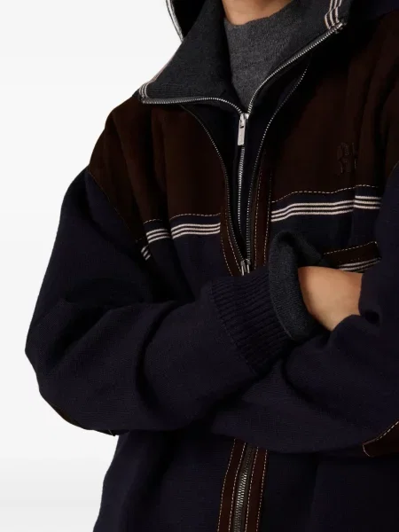 Cardigan Miu Miu din piele albastru