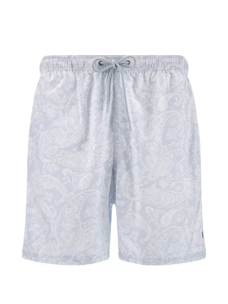 Kąpielówki Paul & Shark z nadrukiem z wzorem paisley niebieskie