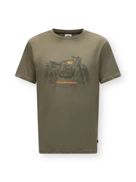 Petrol Industries Tricou oliv / închis / portocaliu verde