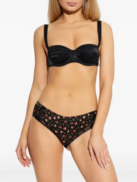 Бикини Dolce & Gabbana на цветя с дантела черно