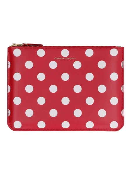 Portfel Comme Des Garcons skórzany w grochy czerwony