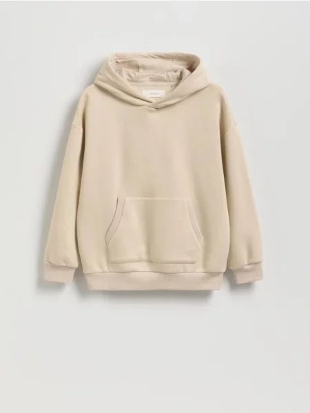 Reserved Bluza oversize z kapturem beżowy