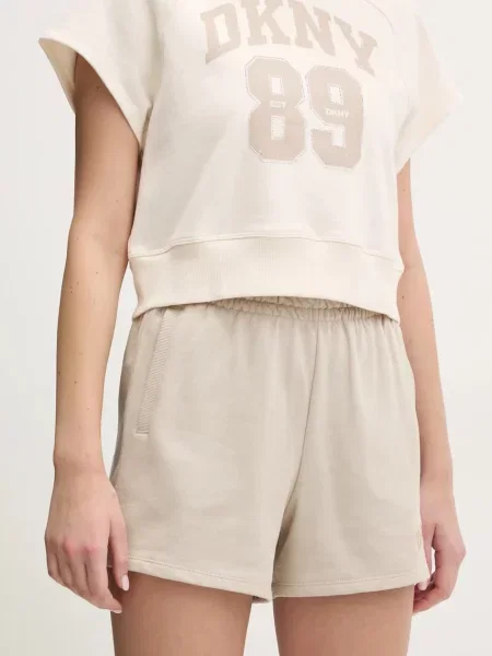 Dkny szorty gładkie high waist beżowy