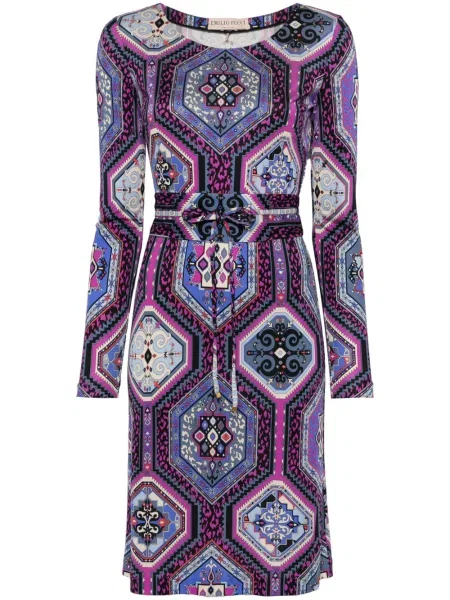 Rochie midi Pucci cu imagine cu imprimeu geometric până la genunchi violet